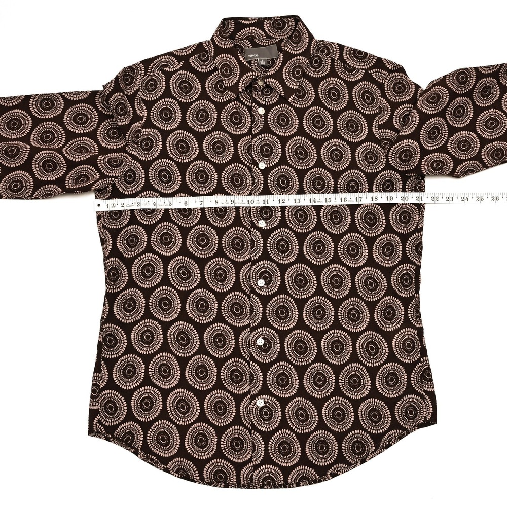 Vince Men's Medium Button‎ Up L/S Shirt Geometric Casual Soft Lightweight Preppy - Picture 4 of 9